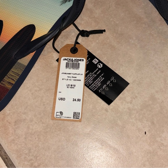 NEW JACK & JONES Premium Flip Flops Sandals: Palm Tree Sunset Surfer Size 9/10 - Picture 3 of 3